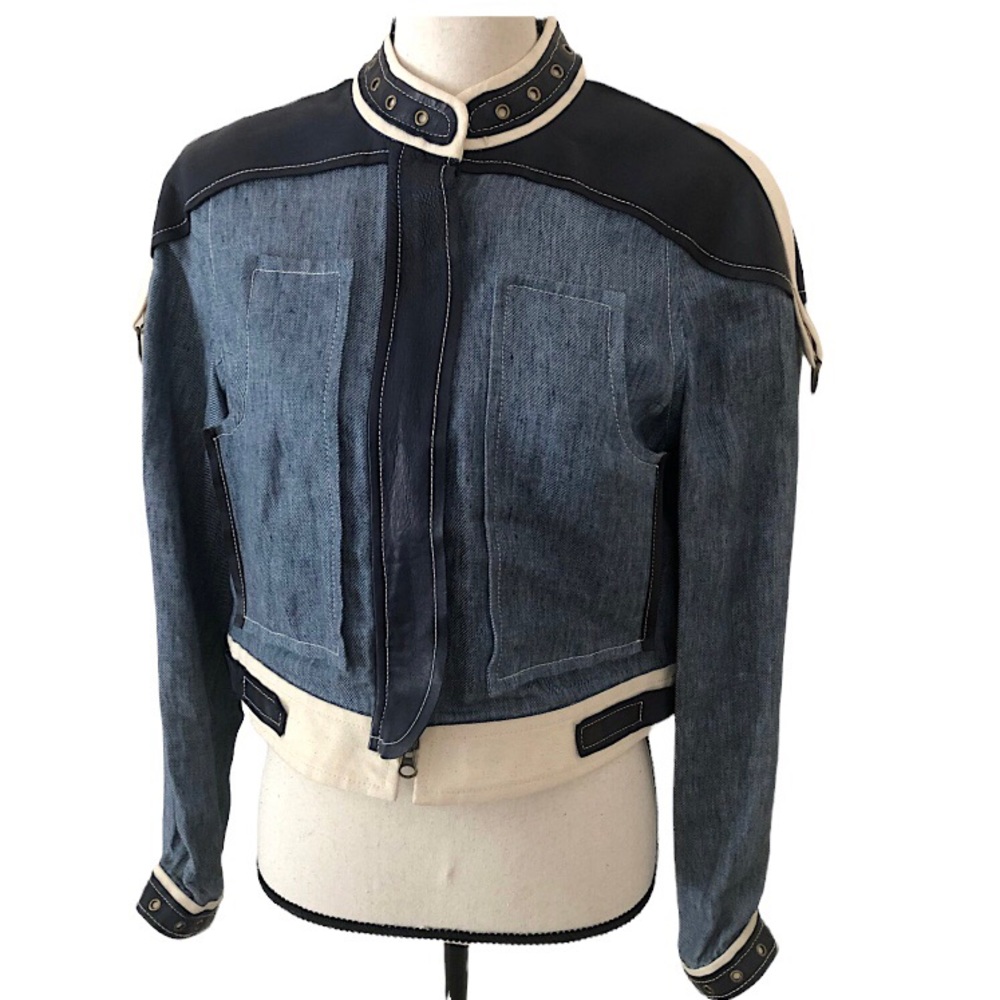 Tracy Reese Linen/Leather Jacket Sz S